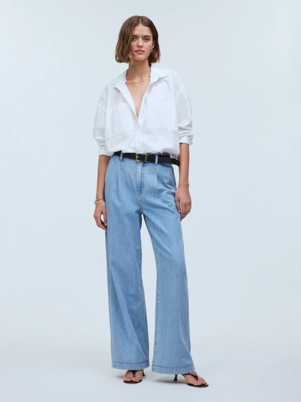 Madewell The Harlow Wide-Leg Jean: Airy Denim Edition Benicia Wash Airy Denim